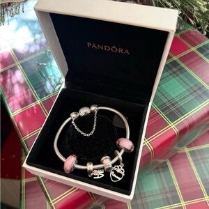 Pandora Love Silver Bracelet with Pink Charms